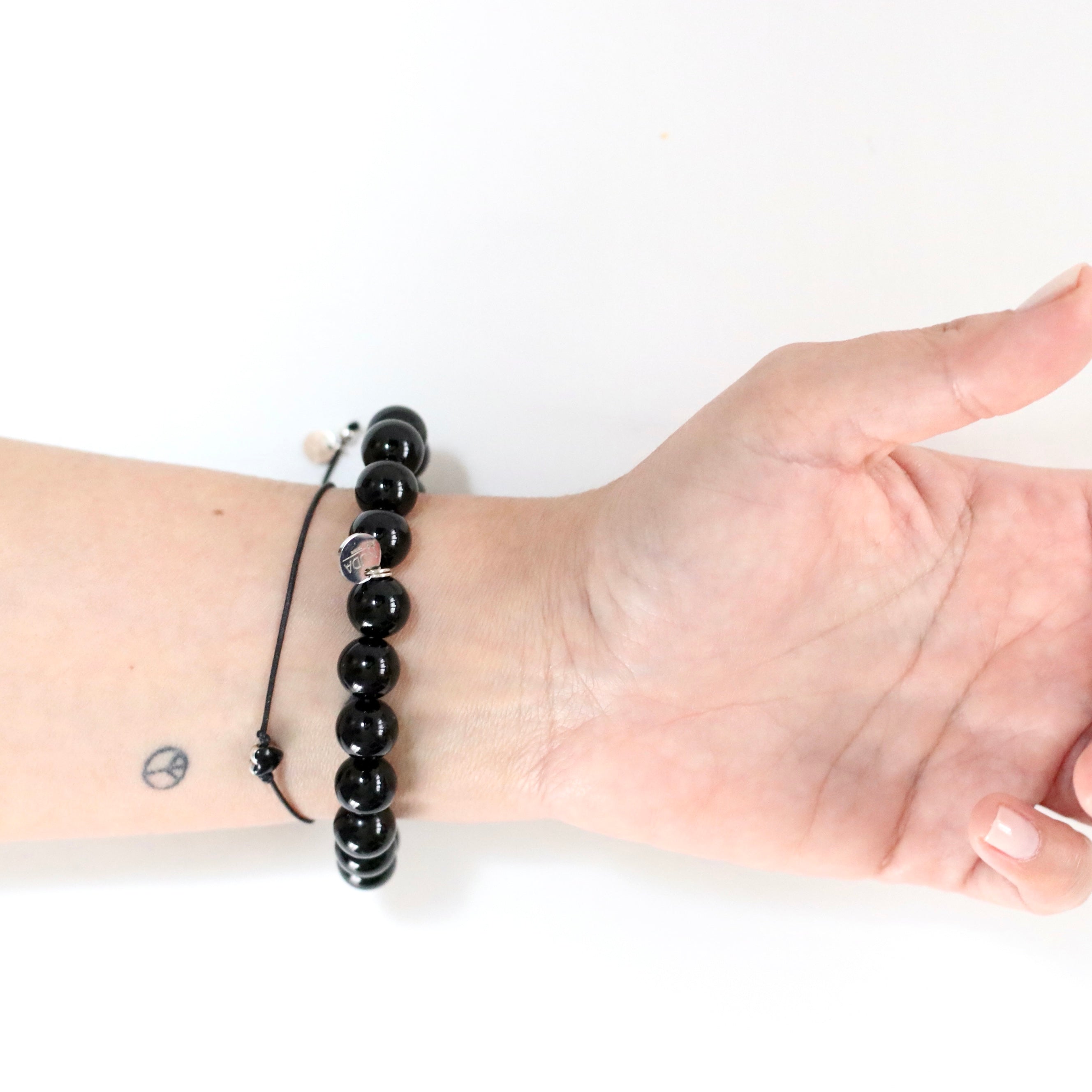 Bracciale in Grani di Onice Nera 8mm