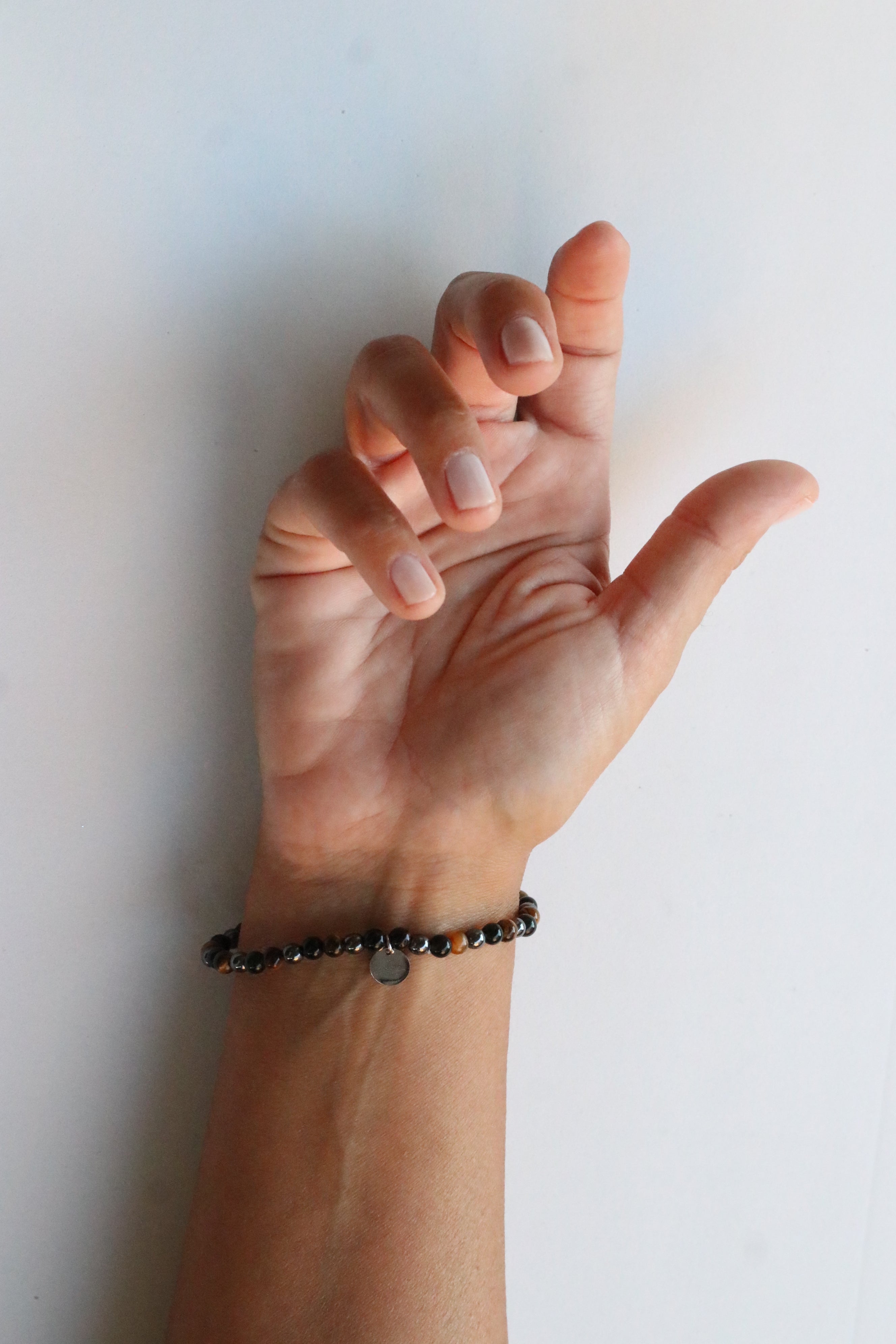 Bracciale in Grani di Ematite, Occhio di Tigre e Ossidiana 4mm