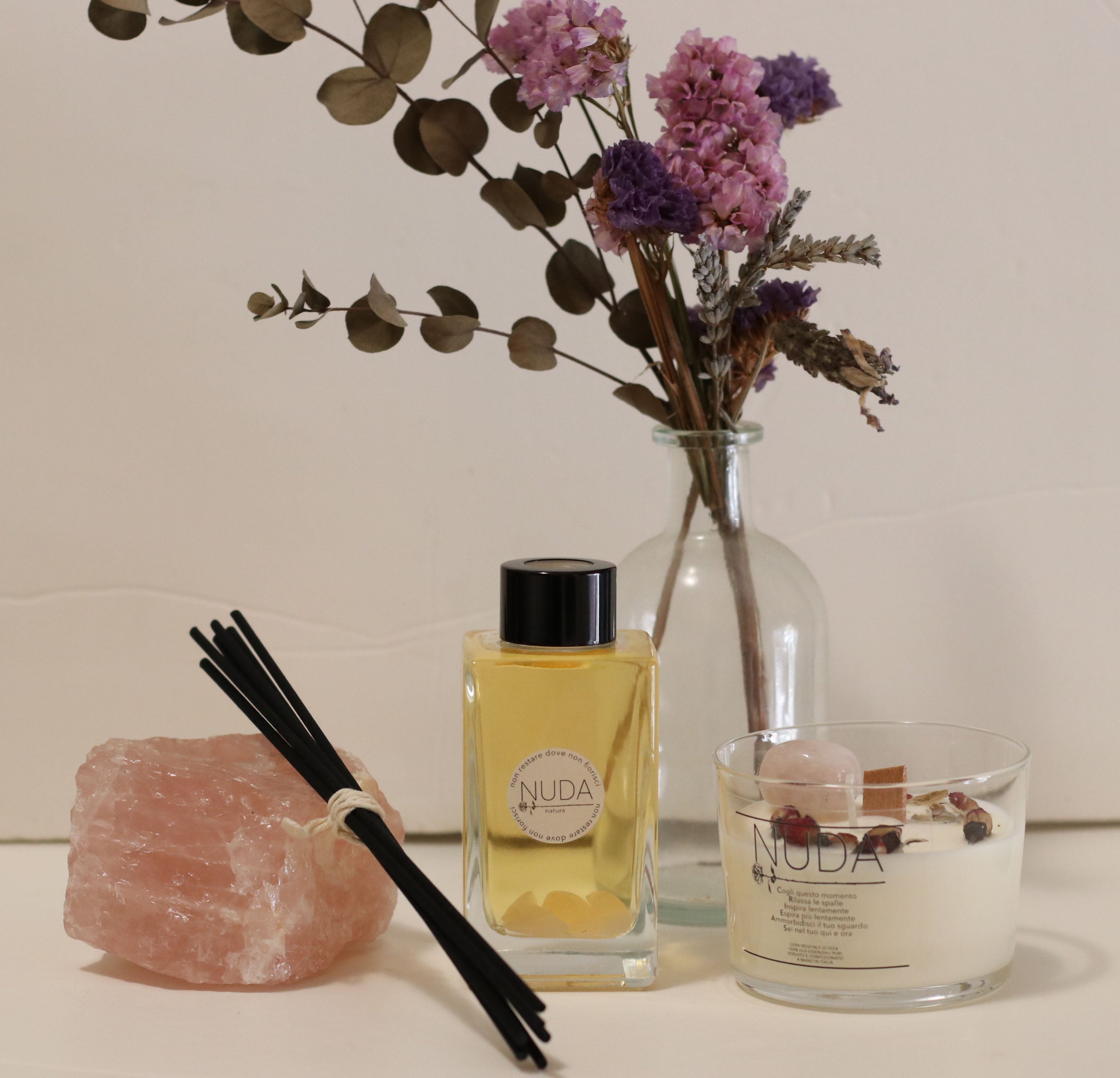 Profuma Ambiente Alla Vaniglia con Cristalli di Quarzo Rosa