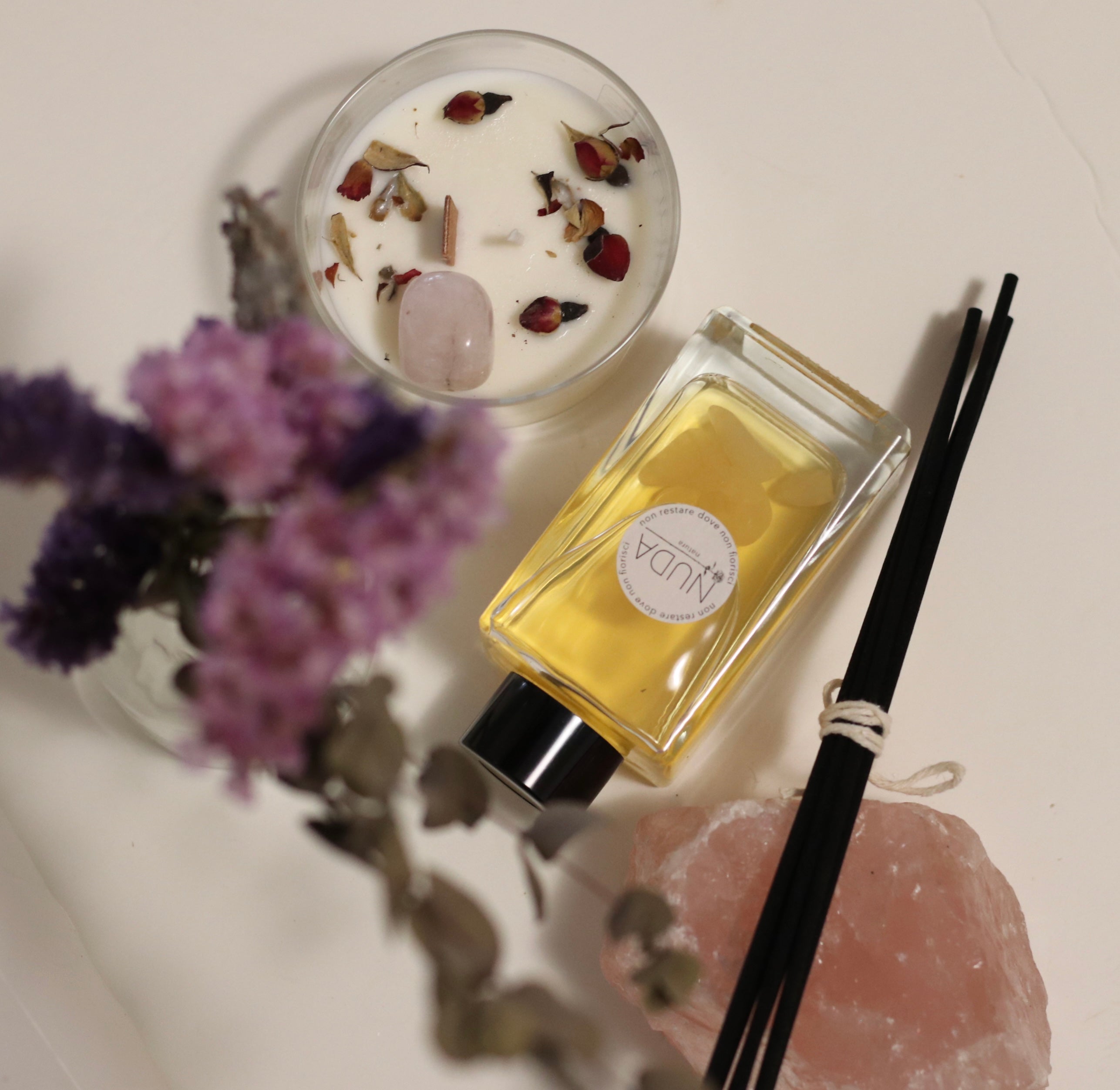 Profuma Ambiente Alla Vaniglia con Cristalli di Quarzo Rosa