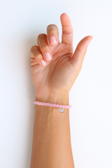 Bracciale in Grani di Quarzo Rosa 4mm